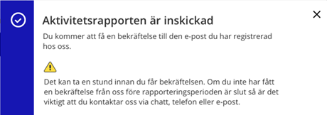 Bekräftelse aktivitetsrapport